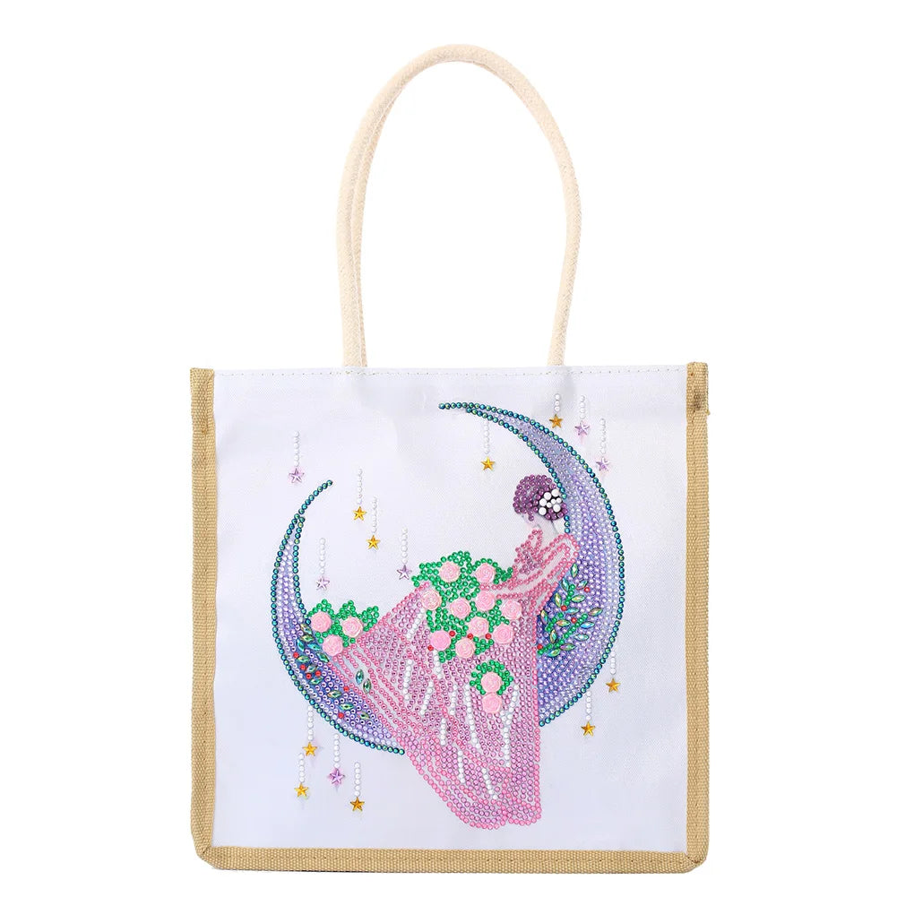 5D Diamond Painting Handbag DIY Linen Shopping Storage Bag Reusable