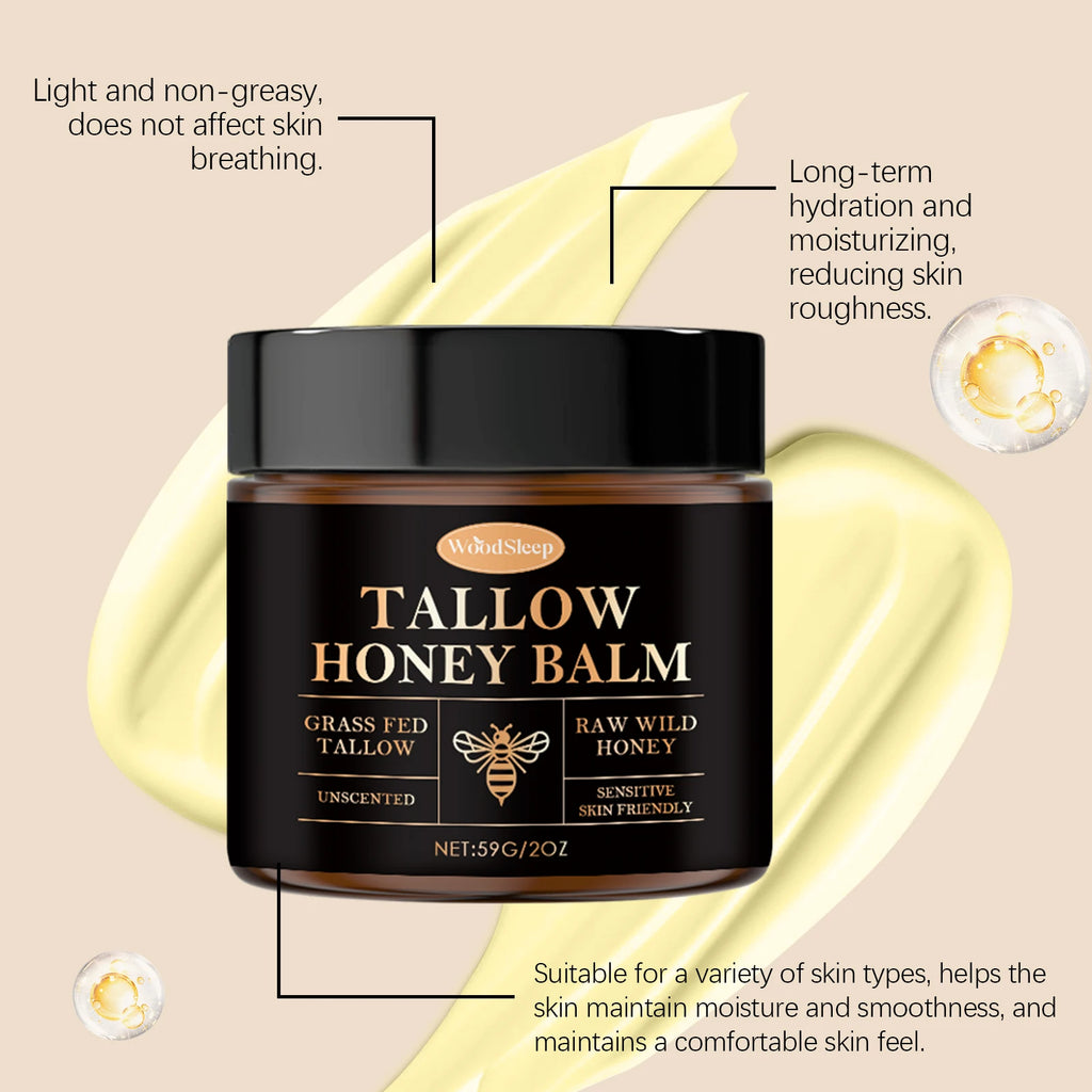 Tallow Honey Balm For Extremely Dry Skin Deep Moisturizing Nourishing Lightweight Fast Absorbing Face Hand Body Daily Care Zpaxo