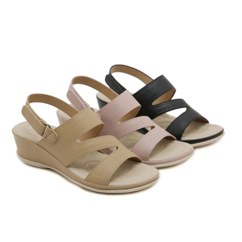 Summer Comfortable Woven Strap Wedge Sandals Adjustable Non Slip Big Zpaxo