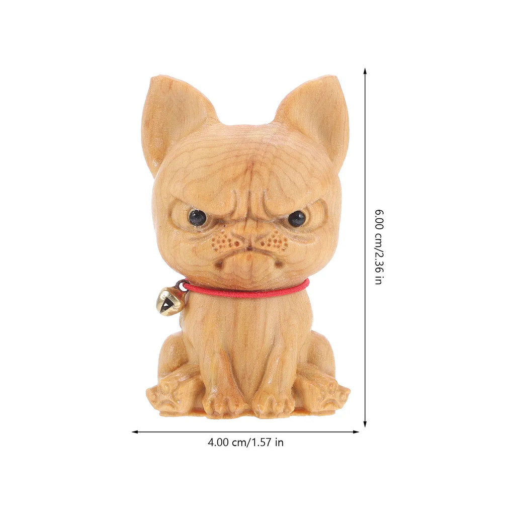 Natural Cedar Wood Carving Animal Statue Bull Terrier Ornament Living