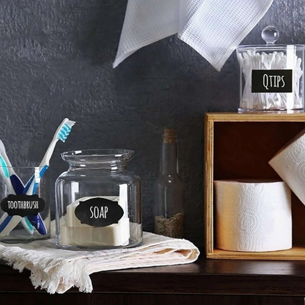 5 Sheets Chalkboard Labels Stickers Waterproof Reusable Blackboard Stickers Chalk Labels for Mason Jars Storage Bins Bottles Zpaxo