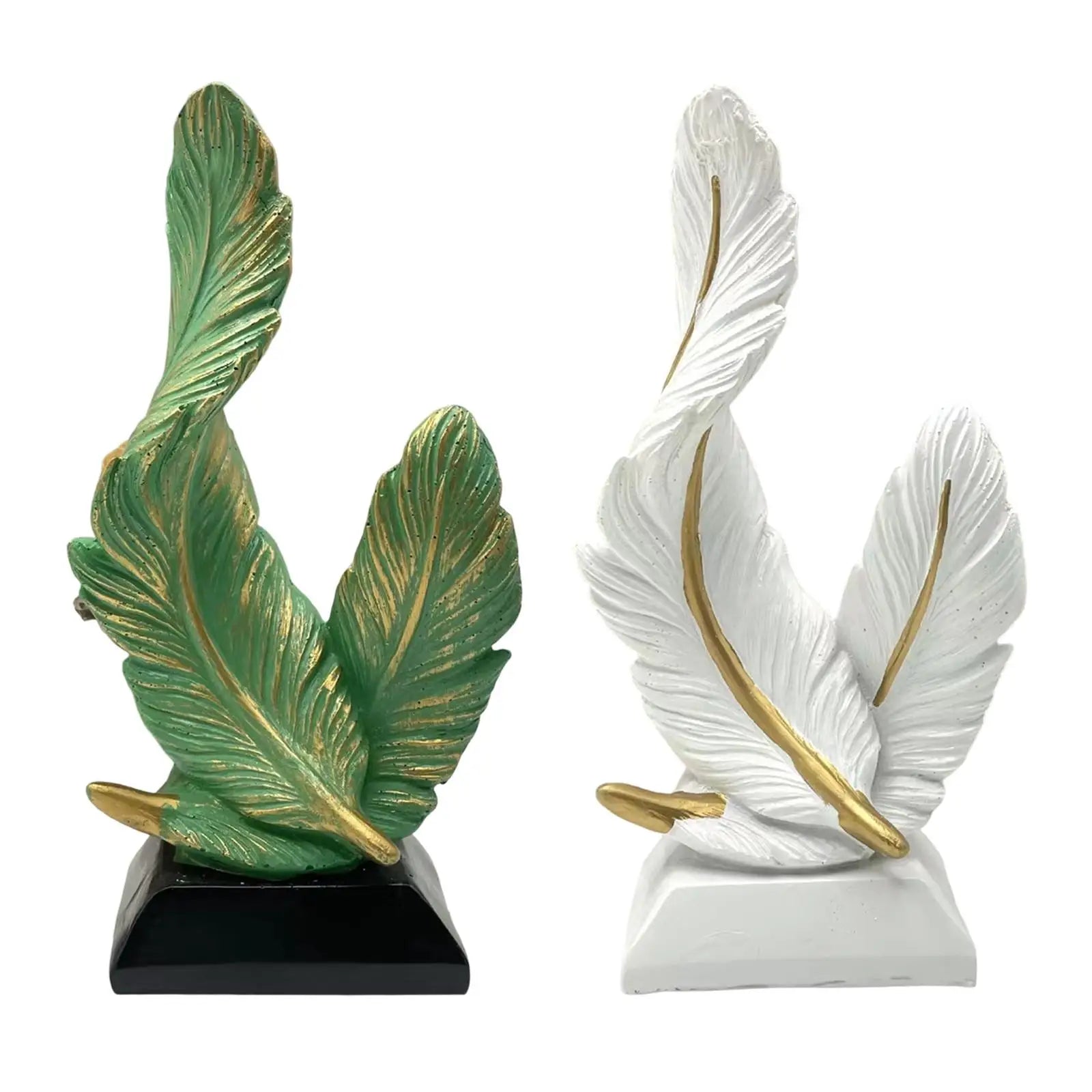 Feather Statue Centerpiece Fashion Craft Accent Figurine Resin Sculpture for TV Stand Birthday Entryway Displaying Housewarming Zpaxo