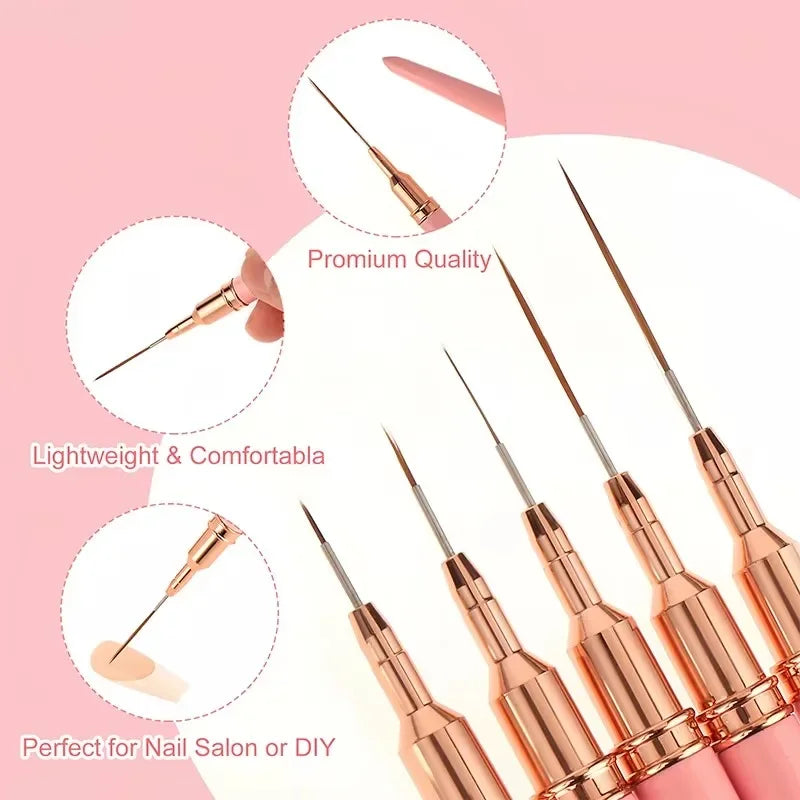 Nail Art Liner Brushes & Dotting Pen Set – UV Gel 5–15 Pcs