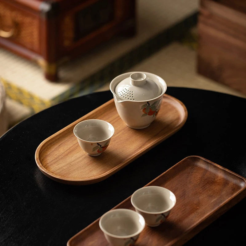 Natural Solid Wood Tray Japanese Style Round Dessert Plate Snack Fruit Dish Wooden Tableware Kitchen Food Serving Platter Zpaxo