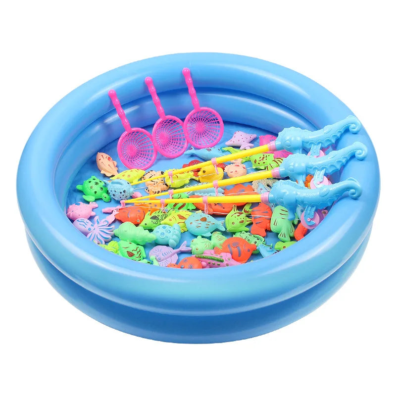 Magnetic Fishing Toy Pool for Boys and Girls, Fun Game for Playing Home, Summer Puzzle Square Night Market Stall Set Zpaxo