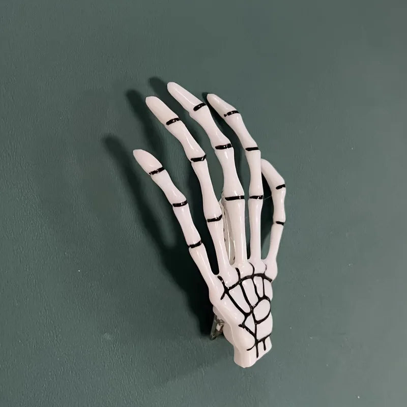 Gothic Skeleton Hand Hair Claw Clip Skull Bone Barrettes Women Horror