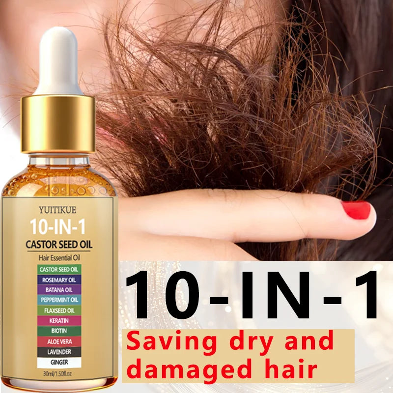 YUITIKUE Castor Oil Hair Serum – 10 Natural Oils Blend, 30ml Hair Oil Serum Zpaxo