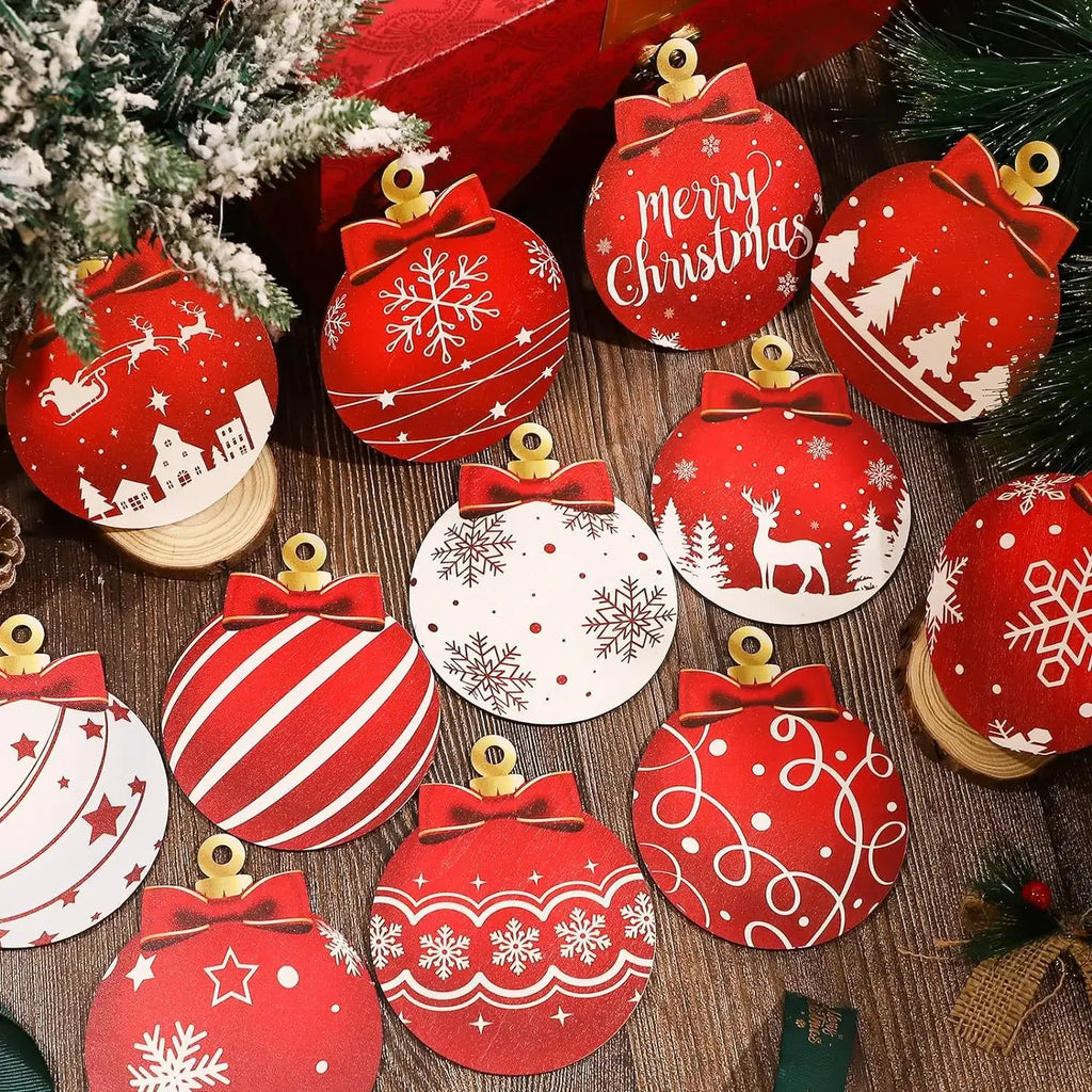 24-Pack Wooden Christmas Ball Pendants – Tree & Yard Ornaments Christmas Ornament Set Zpaxo