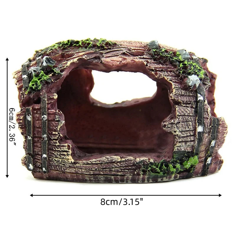 Resin Aquarium Ornaments Decorations Artificial Barrel Cave