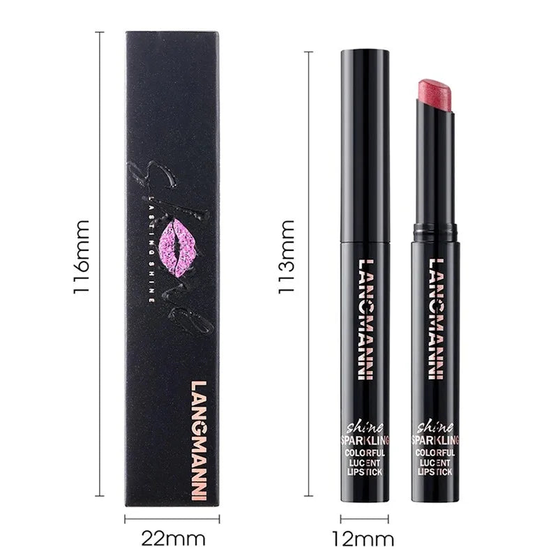 10 Colors Glitter Lipstick Waterproof Long Lasting Moisturizing Non-stick Cup Pearlescent Diamond Lip Tint Red Sexy Lips Makeup Zpaxo