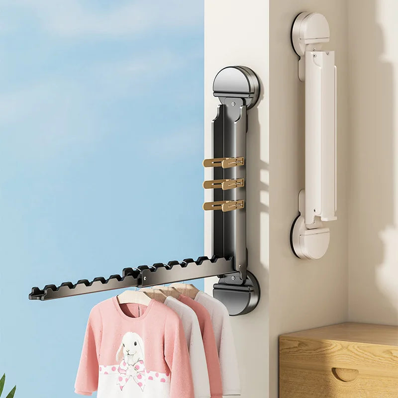 Suction Cup Telescopic Clothesline No-drill Household Invisible Retractable Indoor Clothes Hanger Bay Window Balcony Clothesline Zpaxo