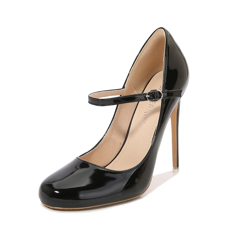 Round-toe Wristband Heels Daily White-collar Drag Catwalk Fashion Zpaxo 091-1 Black 38 China Mainland