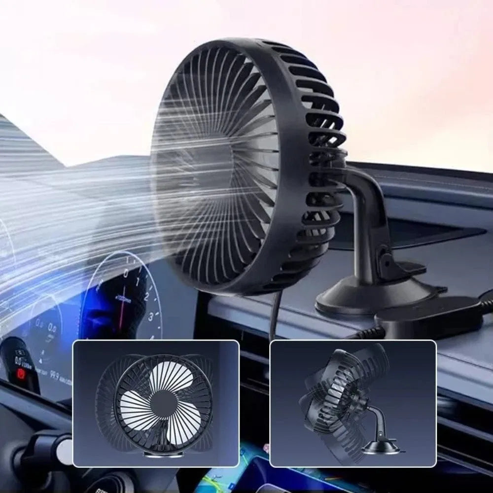 Strong Wind Power Dual-head Car Fan Quiet Operation Dual Head Design Zpaxo
