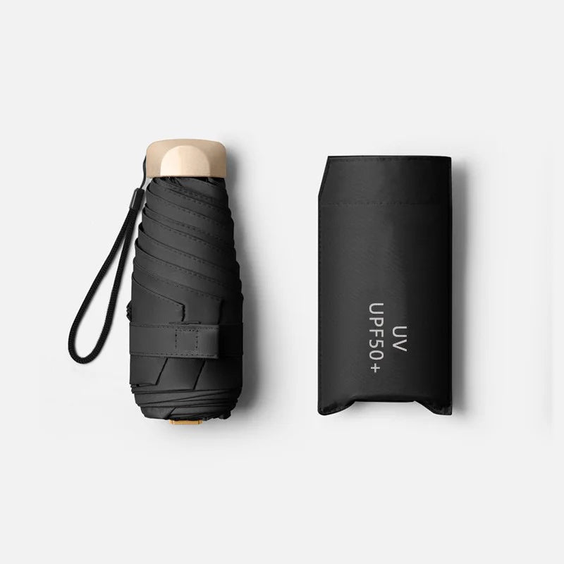 Mini 55 Off Sun Umbrella Small Pocket Rain Vinyl Folding UV Zpaxo black 6K Aluminum