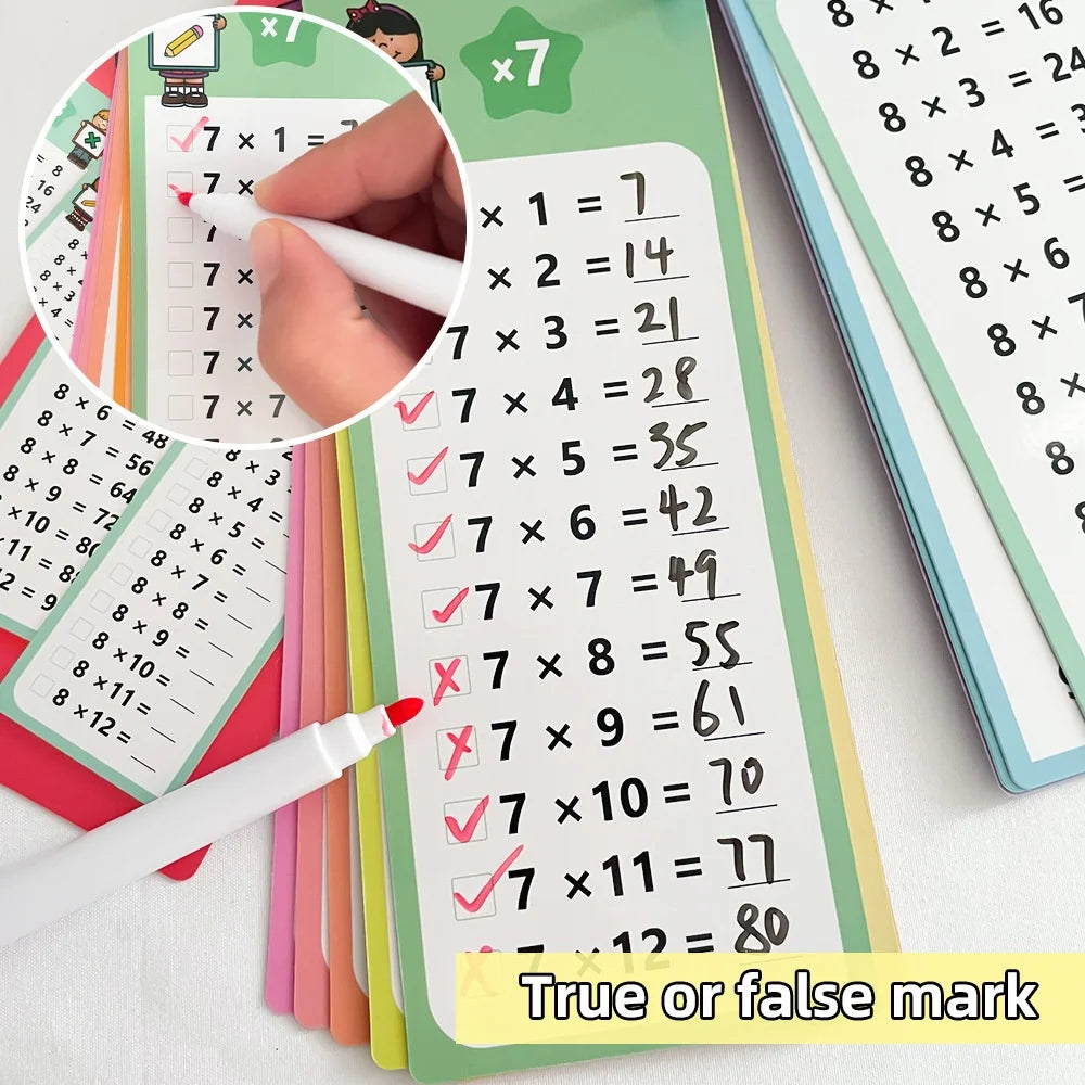 Math Addition Subtraction Multiplication Division Erasable Reusable