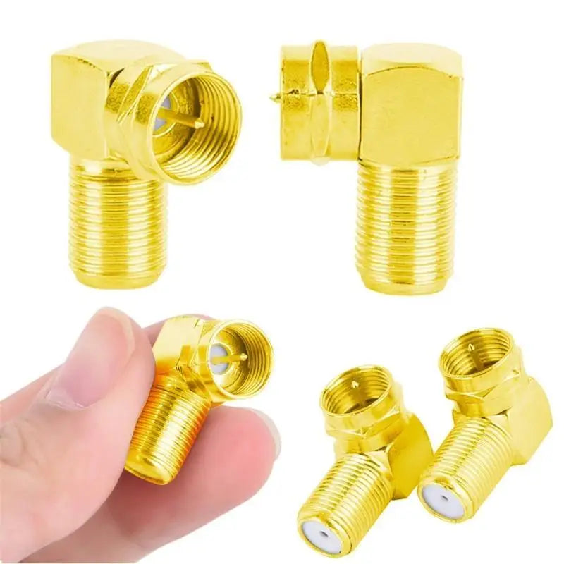 652F 90 Degree Coaxial Connector F-Type Coax Adapter Male to Female Zpaxo
