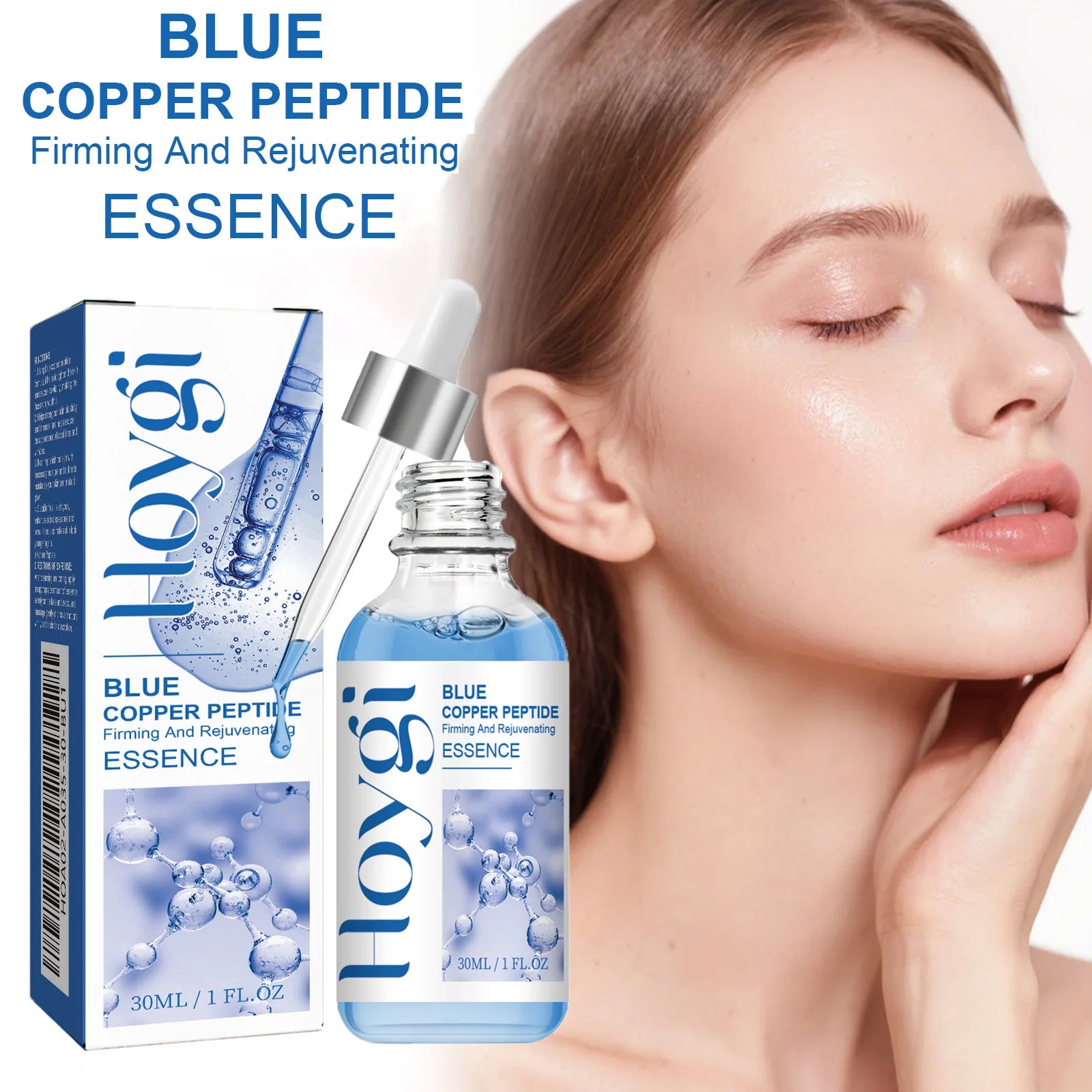 Blue Copper Peptide Firming Essence Skin Tightening Rejuvenating Hydrating Firming Face Serum Improves Texture Fast Absorbing Zpaxo