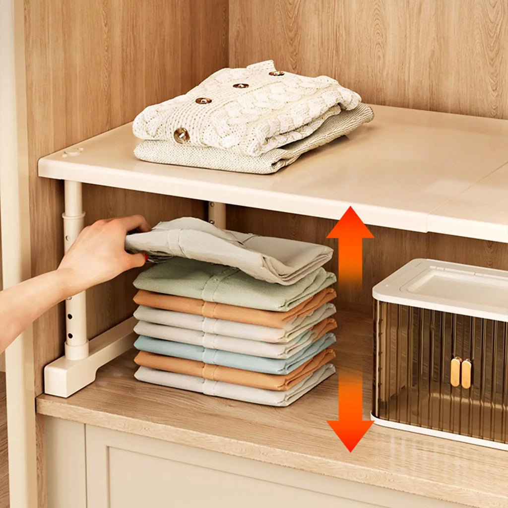 Cabinet Organizer Shelf Stackable Carbon Steel Adjustable Cabinet Organizer Closet Shelves for Home Kitchen Bedroom Living Room Zpaxo