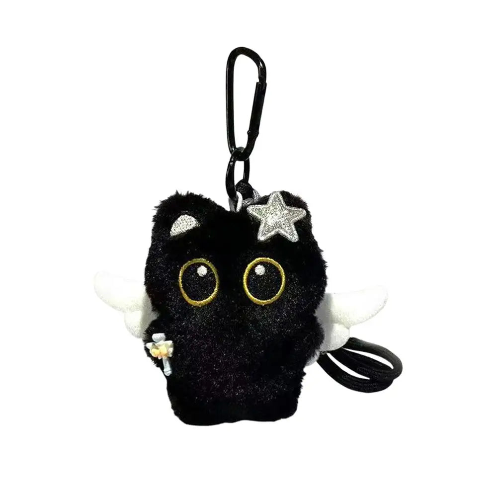 Black Cat Keychain Cute Plush Stuffed Animal Bag Charm Realistic Zpaxo A