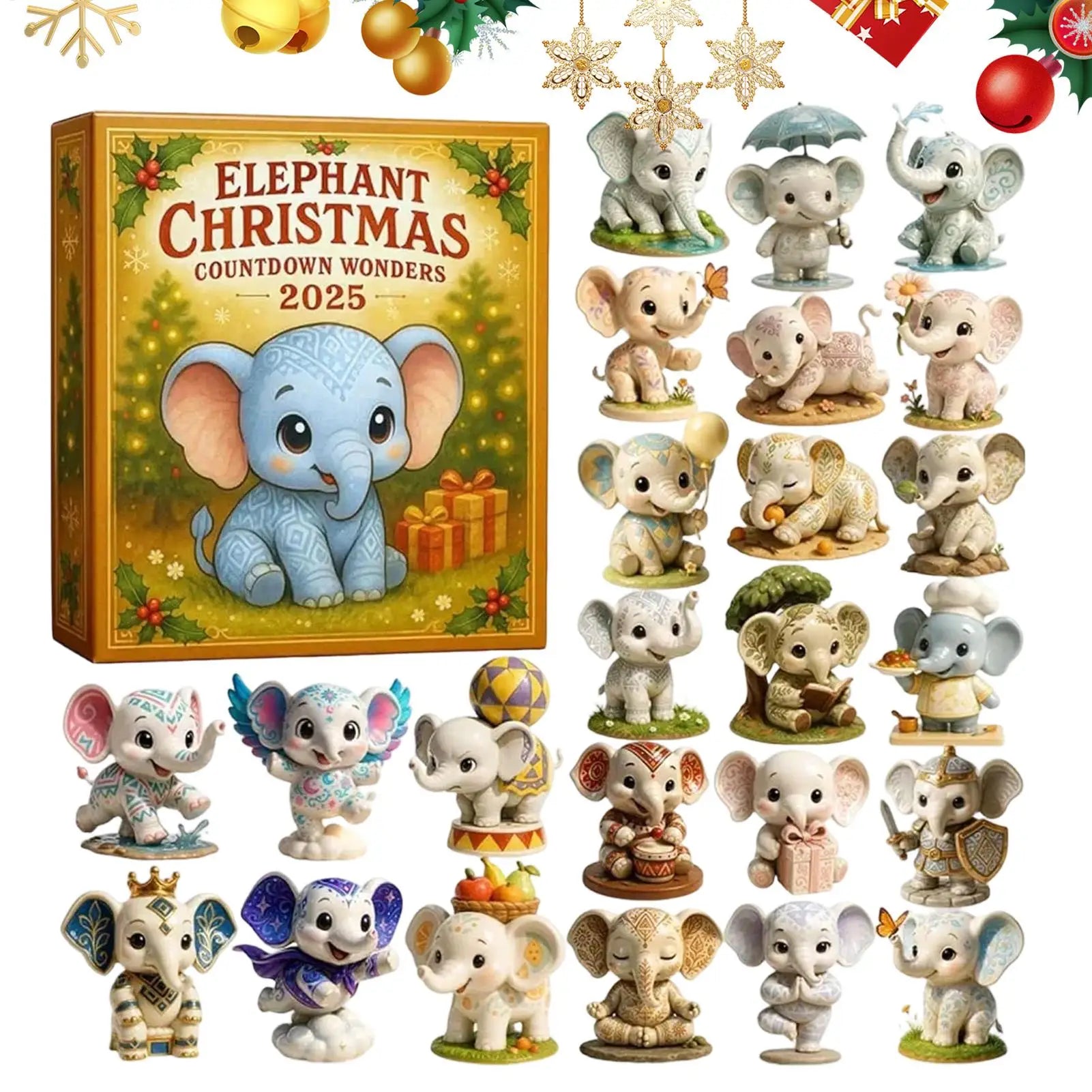 Christmas Countdown Calendar 24 Days 2D Acrylic Elephant Design