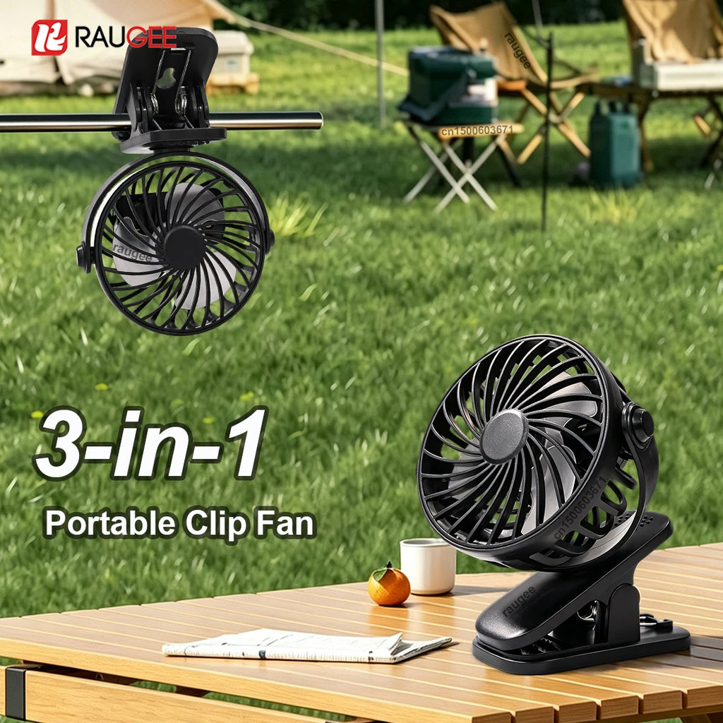 Portable Clip Fan Mini Desktop 360 Rotatable USB Rechargeable Wall