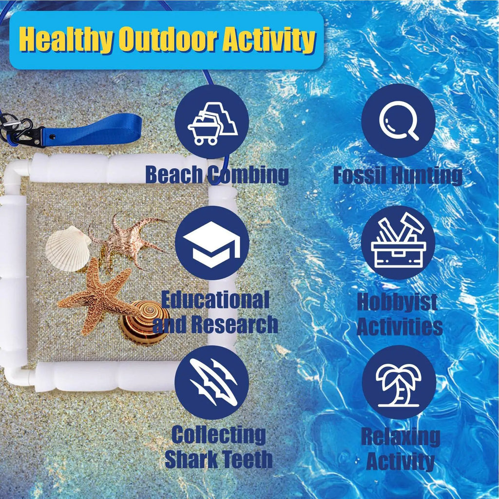 Shark Tooth Sifter Floating Sieve Screen With Wrist Strap Beach Sand Sifter For Garden Sea Shore River Lake Stream Backyard Park Zpaxo