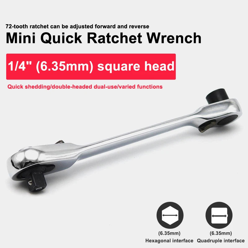 Mini Double Headed Ratchet Wrench 1 Drive Socket Screwdriver Bit Zpaxo