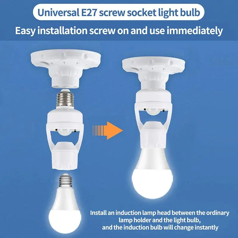 360° PIR Motion Sensor E27 Lamp Socket Adapter AC85-265V