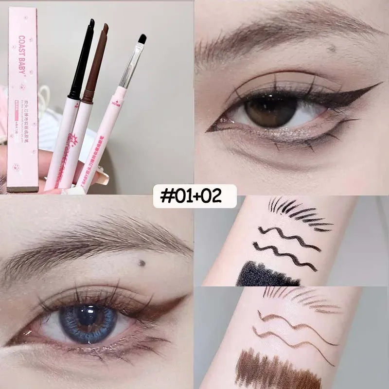 1 Black Brown Eyeliner Gel Pen Long-lasting Waterproof Chocolate Zpaxo 01 and 02