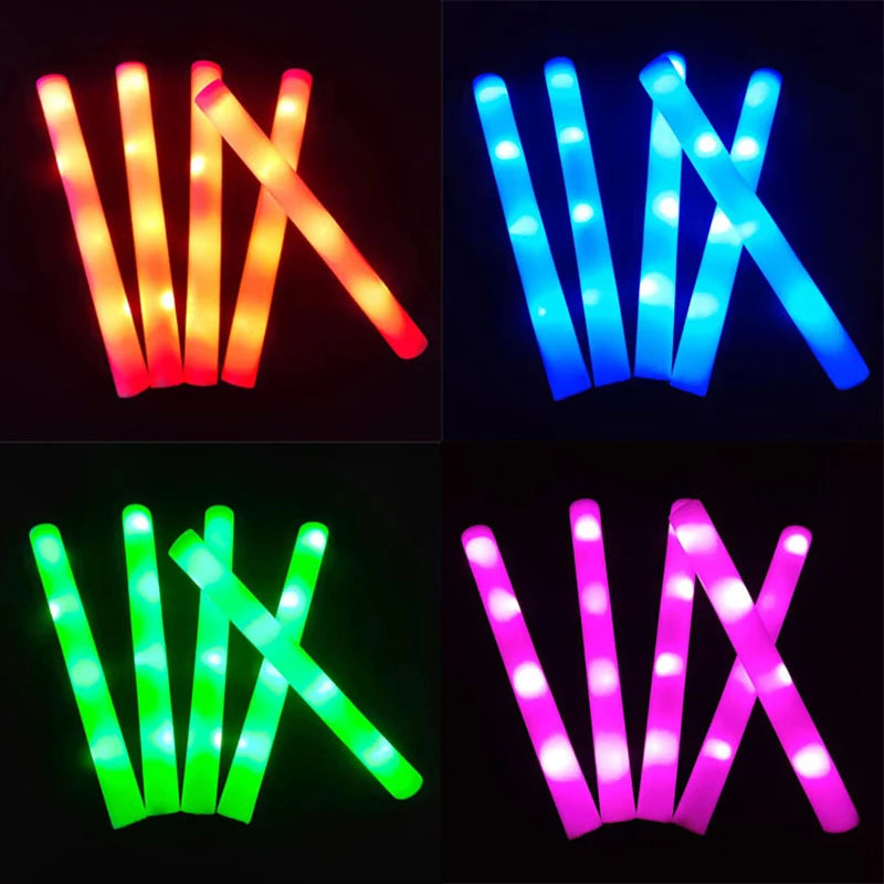 6-Pack RGB LED Foam Glow Sticks – Party Cheer Tubes