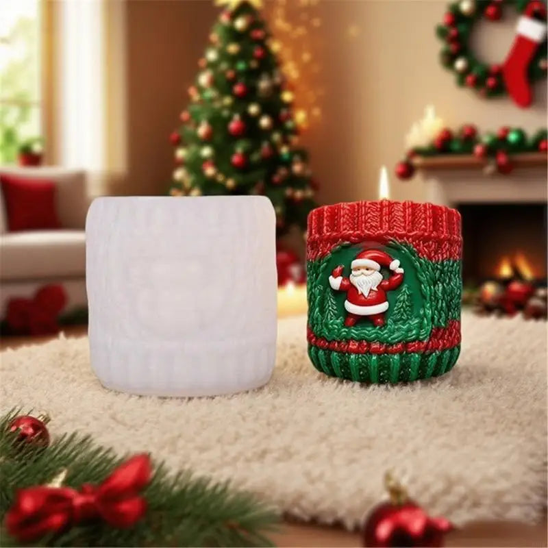 Christmas Embossed Cylinder Silicone Mold Baking Tool For Candle Soap Chocolate Holiday Decoration and Resin Art Zpaxo