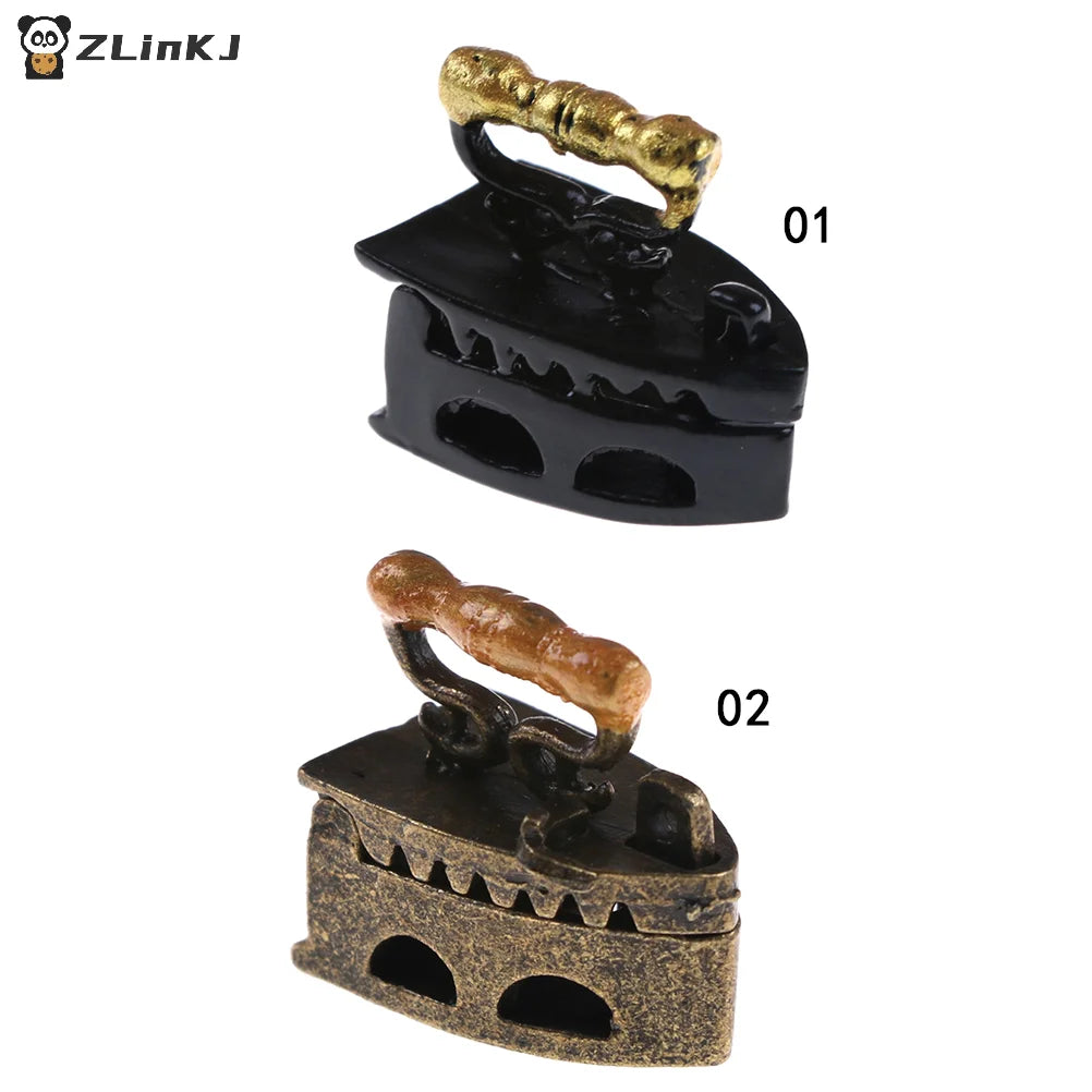 ▶1Pc 1/12 Dollhouse Miniatures Accessories Mini Steam Iron Simulation Flatiron Model for Doll House Decoration Zpaxo