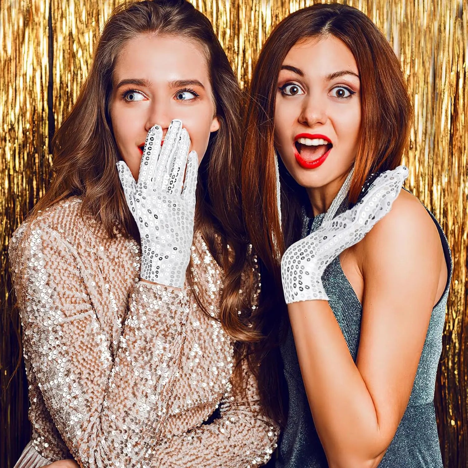 Sequin Shiny Mesh Gloves Sparkly Costume Accessories Stage