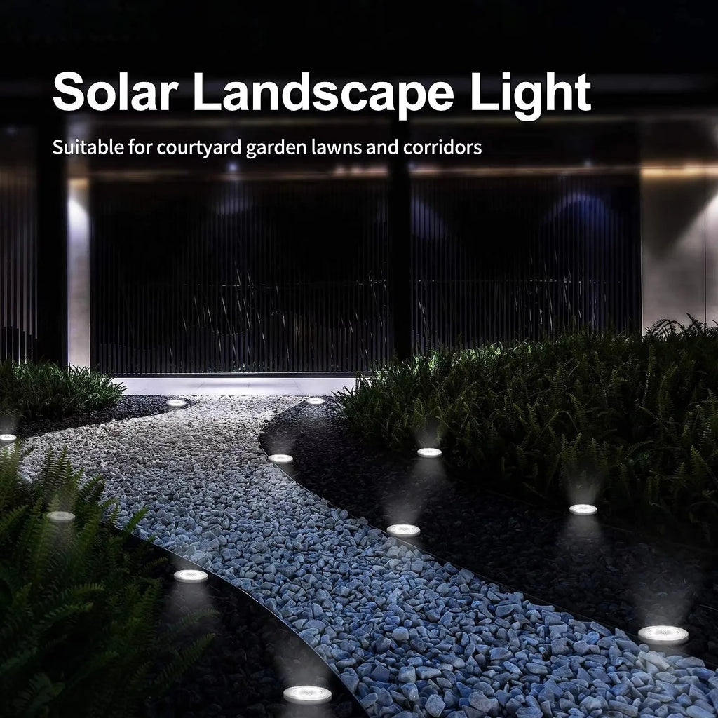 4-Pack Solar Disk LED Garden Lights – Easy Install Stainless