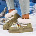 2025 Winter Ankle Boots Women Platform Shoes Antiskid Waterproof Ski Boots Luxury Fluffy Furry Fur Boots Woman's Ankle Booties Zpaxo green 37