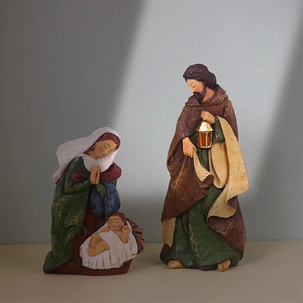 Nativity Scene Statue Resin Classic Religious Christmas Nativity Scene Ministures for Mother Children Adults Friends Porch Zpaxo