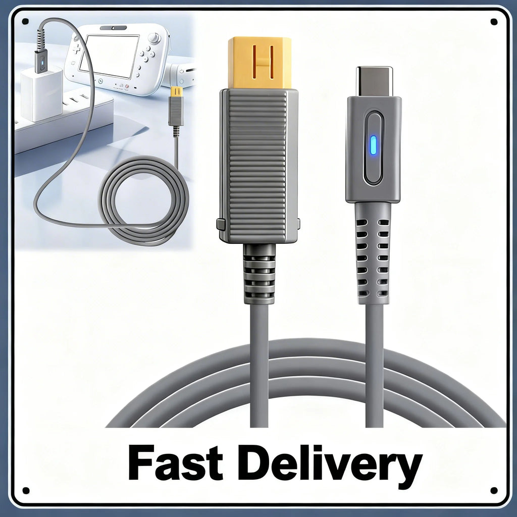 USB-C 45W PD Power Cable for Nintendo Wii U – 1.8m Cord Gaming Power Cable Zpaxo