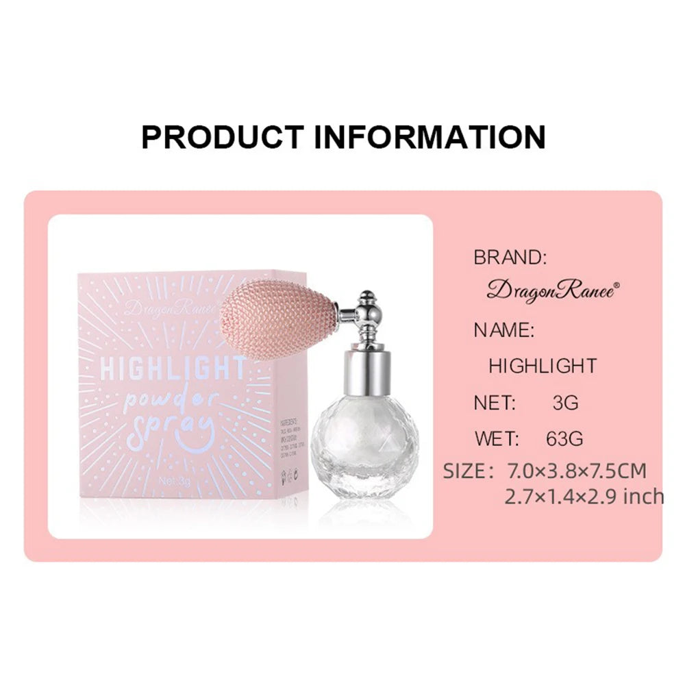 Shiny Glitter Body Powder Highlighter Spray with High Gloss Shines and Sparkles, Suitable for Face and Body Makeup Highlighter Zpaxo