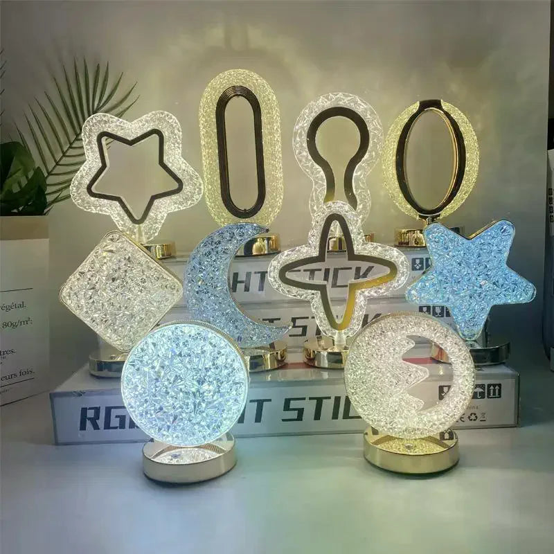 1Pcs USB Bedside LED Ambient Table 3D Moon Lamp Touch Control 3D Crystal Star Flower Night Light Girls Room Home Decor Zpaxo A11