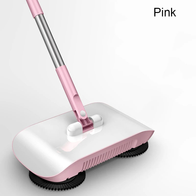Combination of broom and mop Hand push type scoop Household broom and dustpan set Floor magic broom home cleaning Tools Sweeper Zpaxo pink