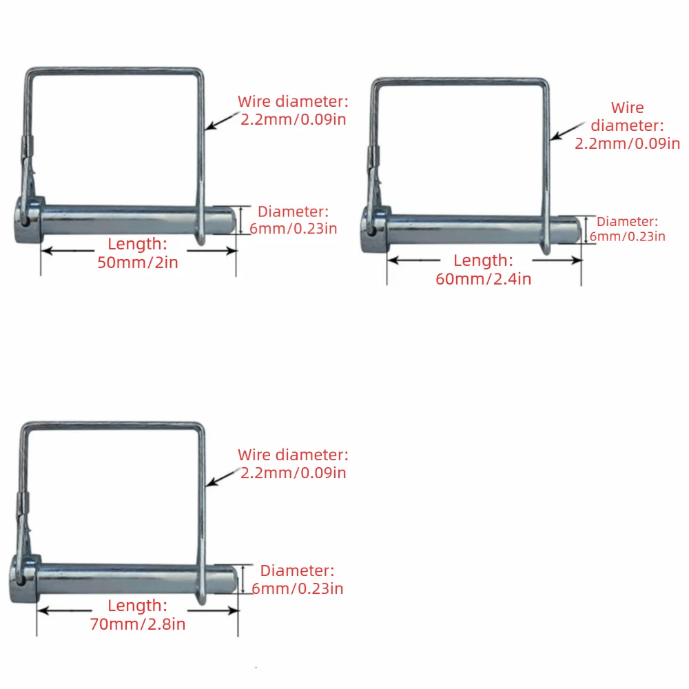 10Pcs Heavy Duty Square Locking Pin Square Shaft Spring Safety Square Shaft Locking Pin Multi-purpose Pull Ring Zpaxo