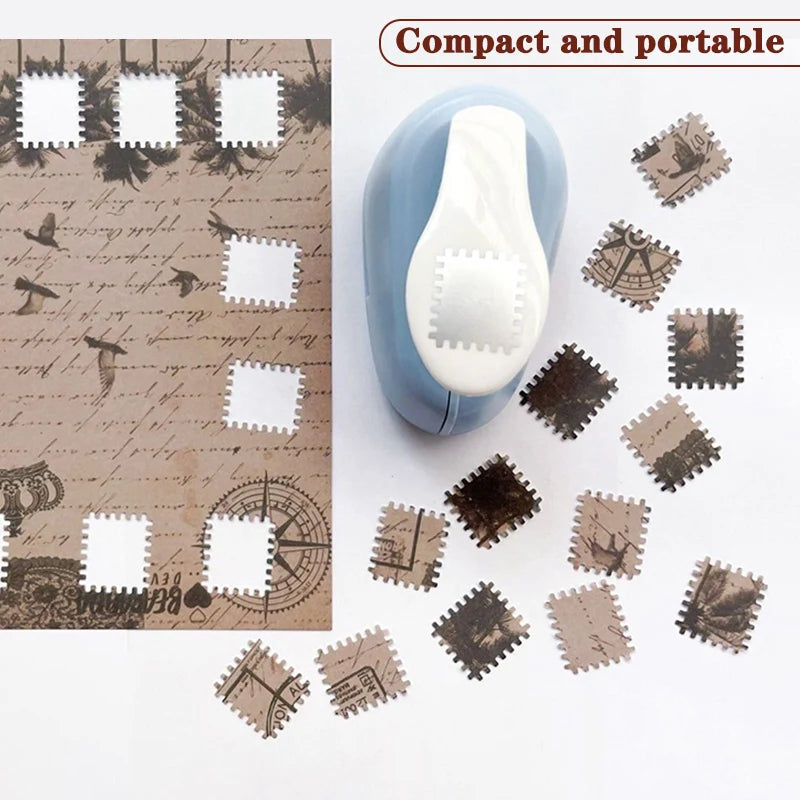 Blue DIY Stamp Border Punch Shape Craft Embossing Machine Round Hole