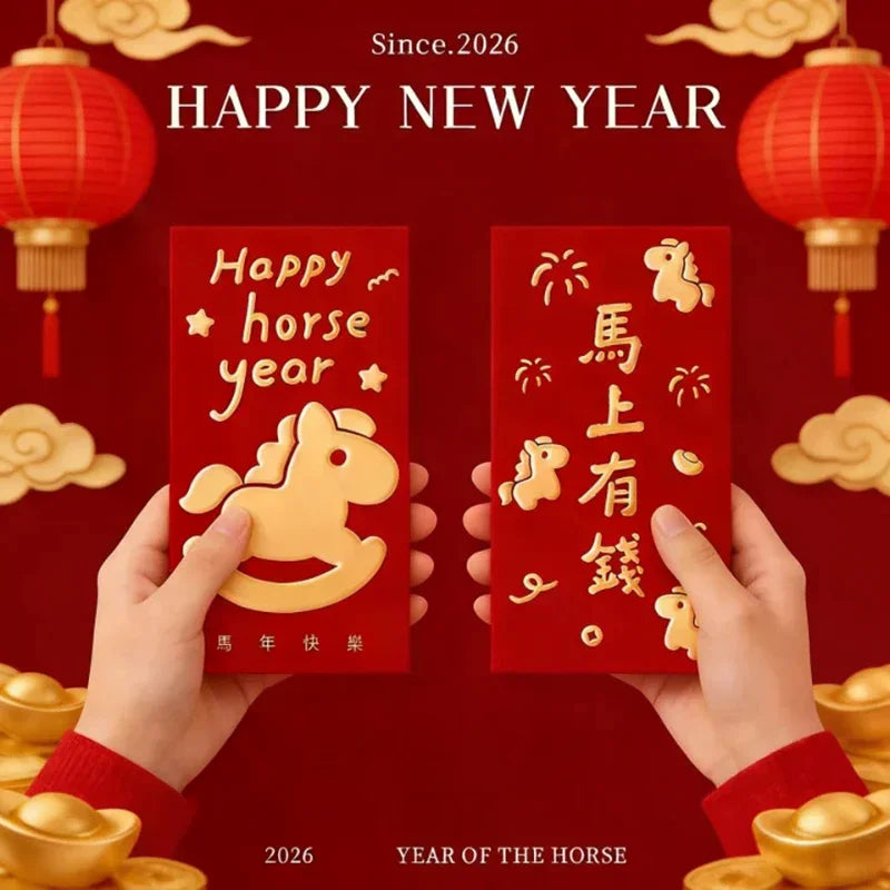 New Year Of The Horse Lucky Red Envelope - High-end Creative Gold Foil Stamping - Chinese New Year Red Envelope Bag Zpaxo