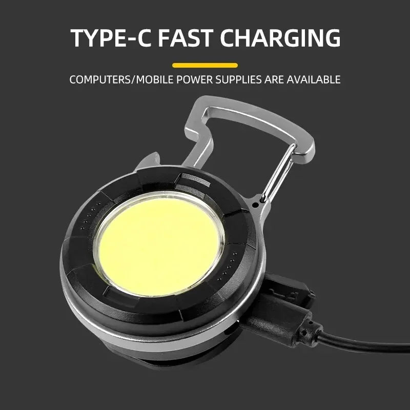 COB LED Keychain Flashlight – Type-C Rechargeable Mini Work Light Keychain Flashlight Zpaxo