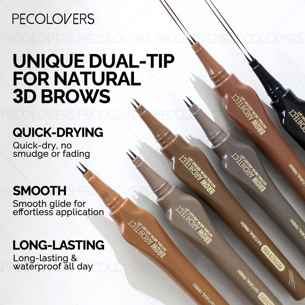 Dual-tip Eyebrow Pencil - Ultra-long Lasting, Waterproof and Sweatproof, Resists Fading. Features a Micro-forked Tip Zpaxo