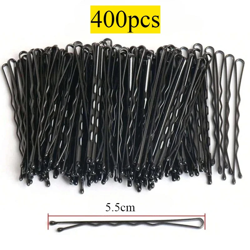 50- Black Pins Non-slip Hairpins Women Durable Metal Straight Line Zpaxo 400pcs