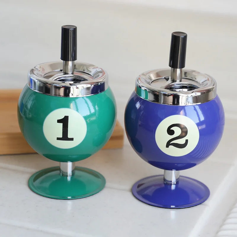Creative Billiards Metal Ashtray with Lid Anti Fly Ash Office Table Tennis Decoration Ashtray Home Desktop Decoration Ornament Zpaxo