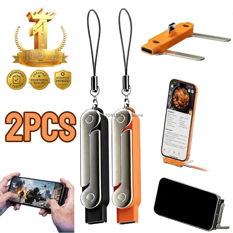 USB Type C Flat Charger Charging Cable C Kick Cable Stand with Invisible Support Foldable Phone Holder 240W Charge Wire Bracket Zpaxo Mix-2PCS