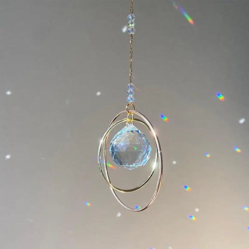 Suncatcher Hanging Crystal Moon Catcher Pendants Wind Chimes Rainbow Prism Window Drop Bell Christmas Tree Home Decor Zpaxo