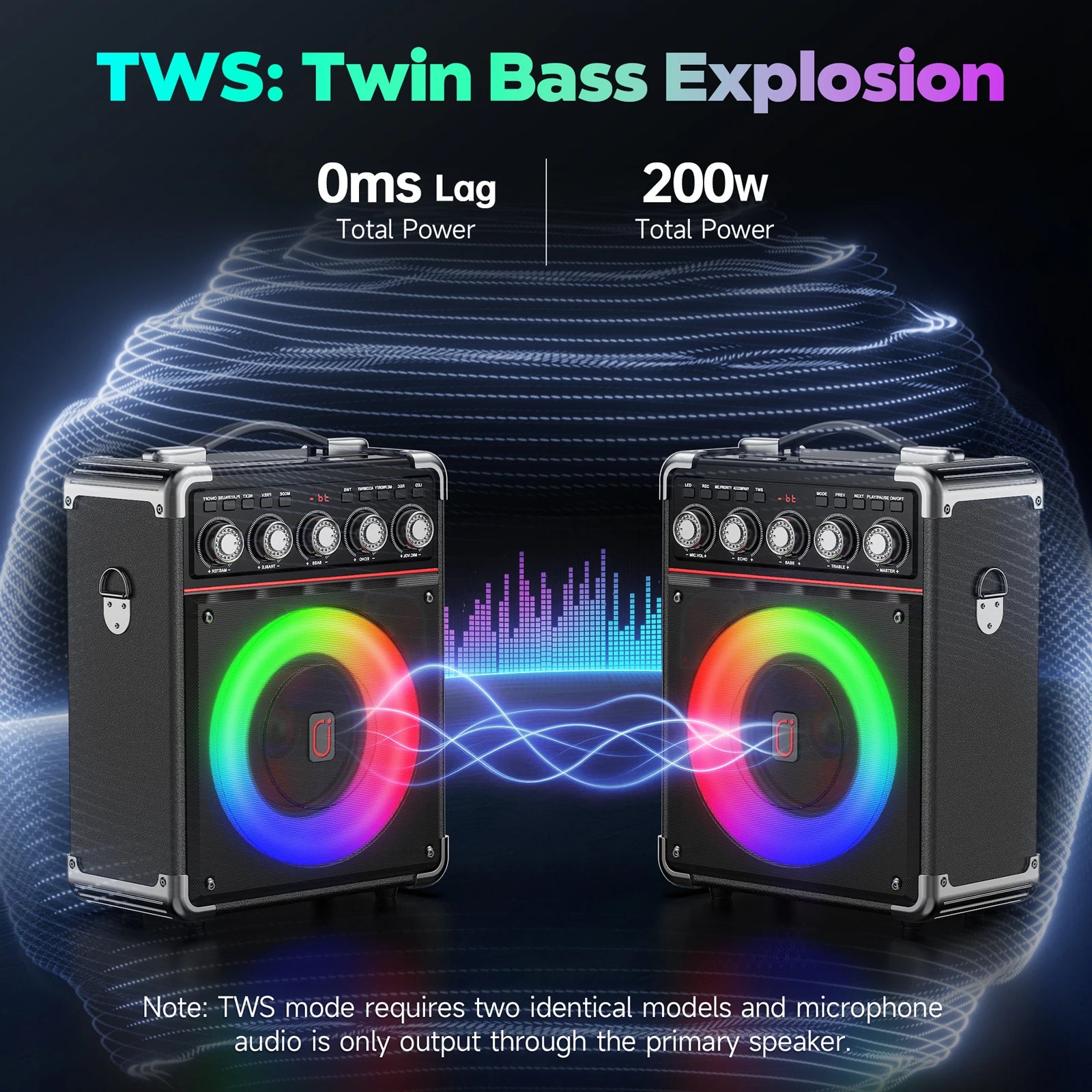 TX05 Karaoke Machine 2 Wireless Microphones Portable System Speaker